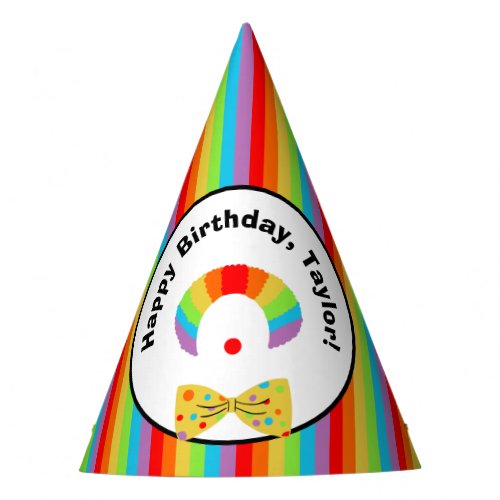 Clown with Rainbow Wig Personalized Birthday Party Hat