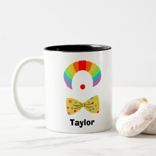 Clown with Rainbow Wig Personalized Two_Tone Coffee Mug