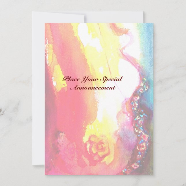 CLOWN WITH RED BOW ,Yellow Pink Rose Announcement (Front)