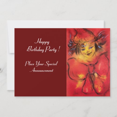CLOWN WITH RED RIBBON INVITATION