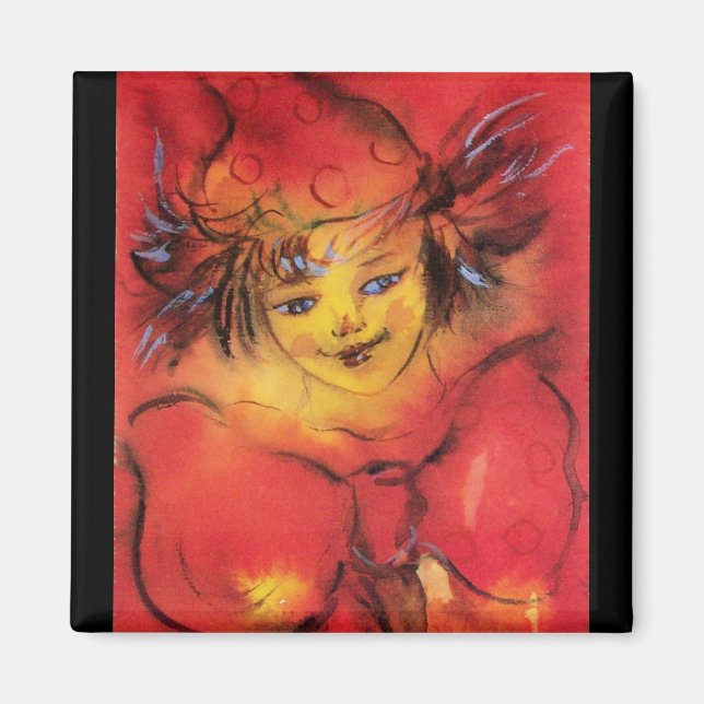 CLOWN WITH RED RIBBON MAGNET (Front)