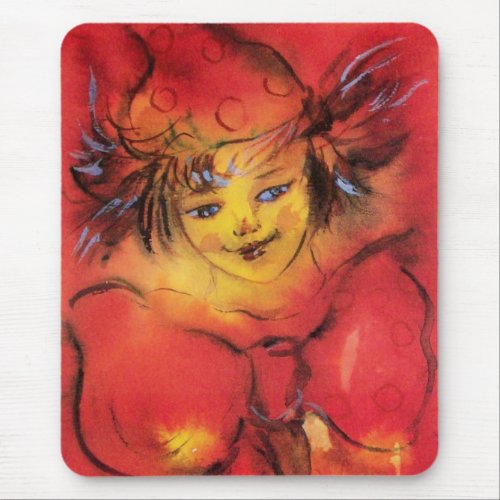 CLOWN WITH RED RIBBON MOUSE PAD