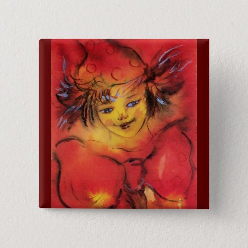 CLOWN WITH RED RIBBON PINBACK BUTTON