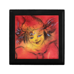 CLOWN WITH RED RIBBON / Venetian Masquerade Ball Jewelry Box