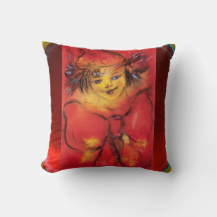 CLOWN WITH RED RIBBON / Venetian Masquerade Ball Throw Pillow