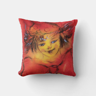 CLOWN WITH RED RIBBON / Venetian Masquerade Throw Pillow