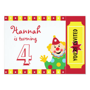 circus clown happy birthday invitations zazzle
