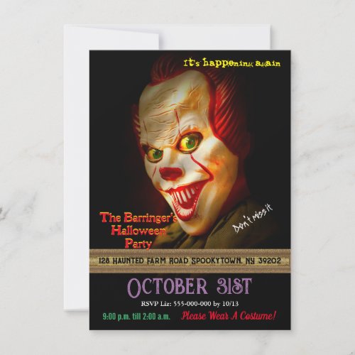 Clown World Crazy Halloween Costume  Party Invitation