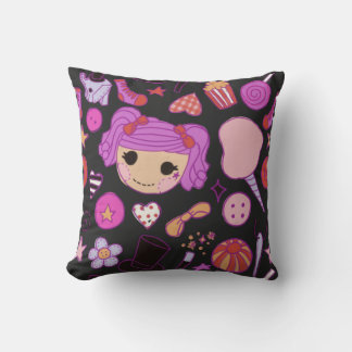 clowncore circus doll throw pillow