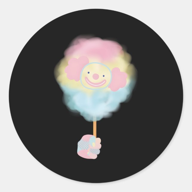 Clowncore Clown Cotton Candy Classic Round Sticker (Front)