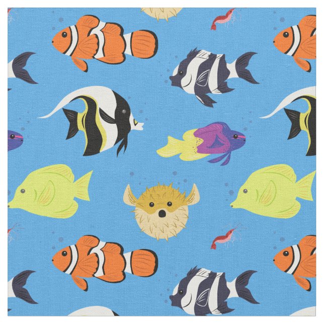 Clownfish and Friends Fabric (Close Up)