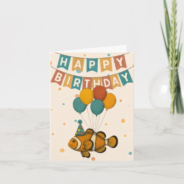 Clownfish Birthday Card – Funny Party Animal (Front)