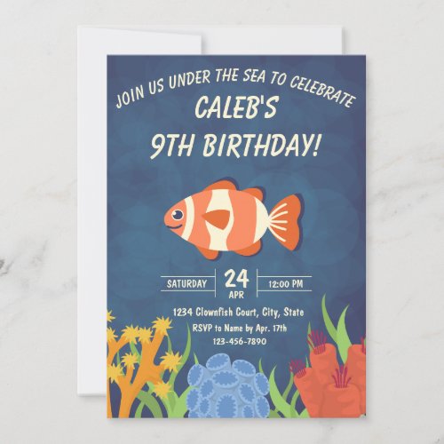 Clownfish Birthday Invitation