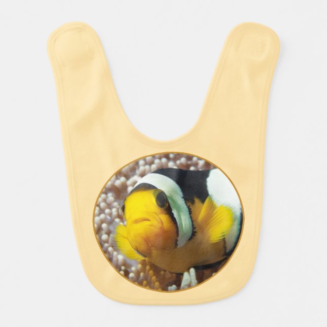Clownfish - Close-Up! Round Photographic Design |  Baby Bib (Front)