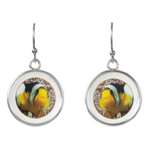 Clownfish - Close-Up! Round Photographic Design    Earrings