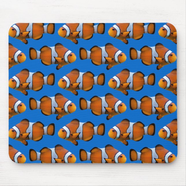 Clownfish Frenzy Mousemat (Blue) Mouse Pad (Front)
