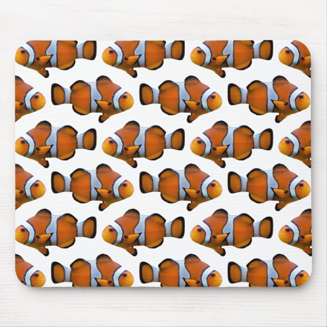 Clownfish Frenzy Mousemat (White) Mouse Pad (Front)