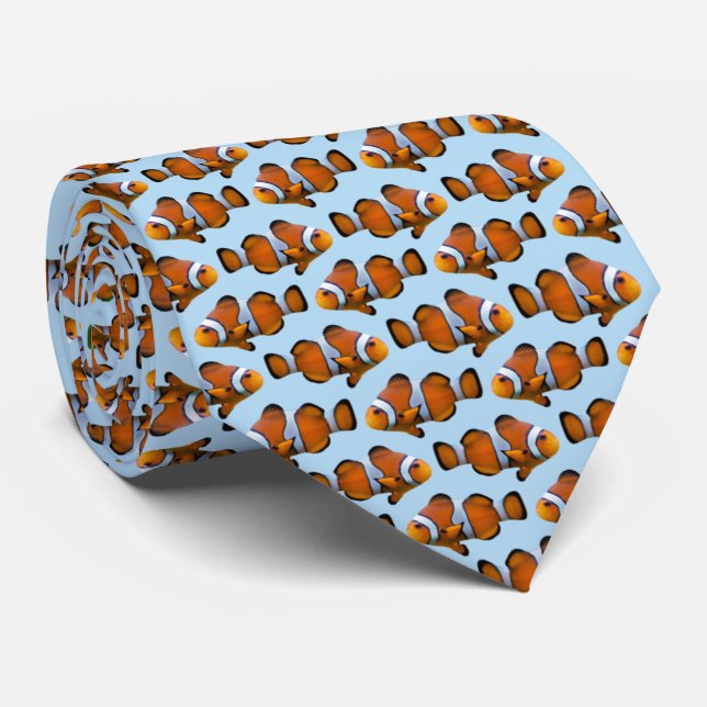 Clownfish Frenzy Tie Double Sided (Light Blue) (Rolled)