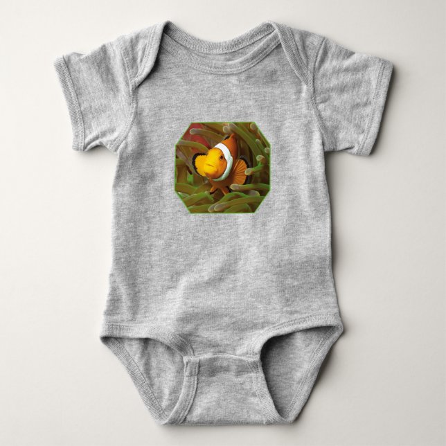 Clownfish in green anemone. Photographic Design |  Baby Bodysuit (Front)