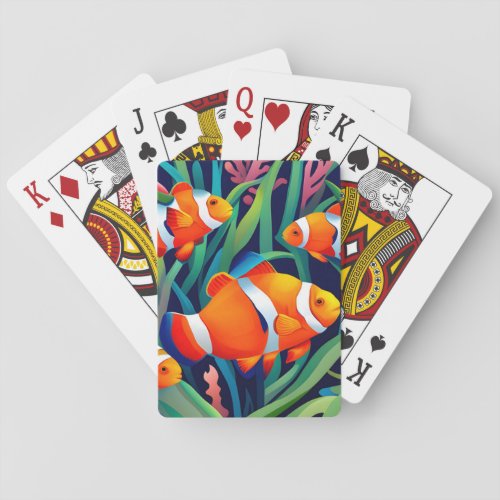 Clownfish In Seaweed Playing Cards