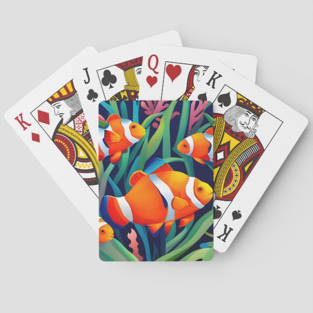 Clownfish In Seaweed Poker Cards (Back)