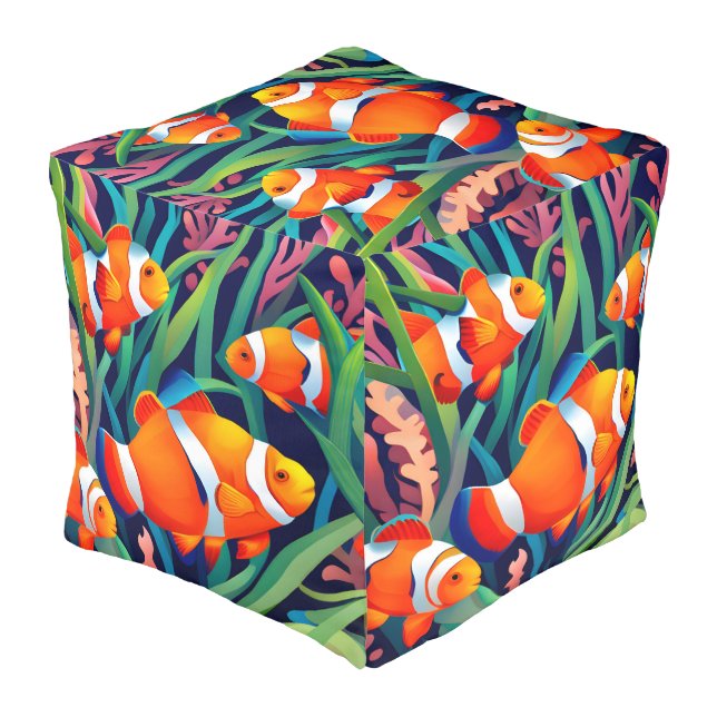 Clownfish In Seaweed Pouf (Angled Back)