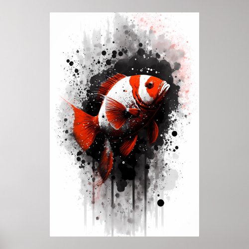 Clownfish Ink Painting Poster