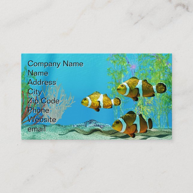 Clownfish on Coral Reef Business Card (Front)