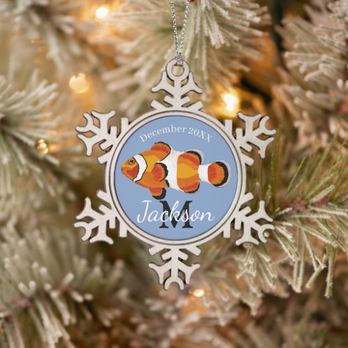 Clownfish  snowflake pewter christmas ornament