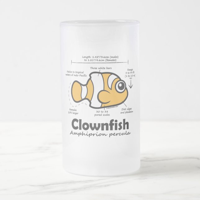 Clownfish Statistics Frosted Glass Beer Mug (Center)