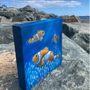 Clownfish Trio hand painted in acrylic art print