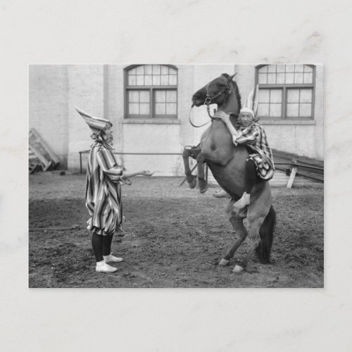 Clowning Around on a Horse 1915 Postcard