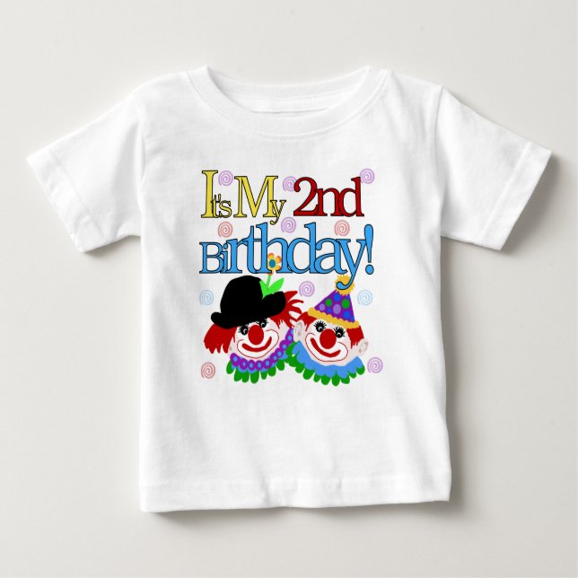 Clowns 2nd Birthday Baby T-Shirt (Front)