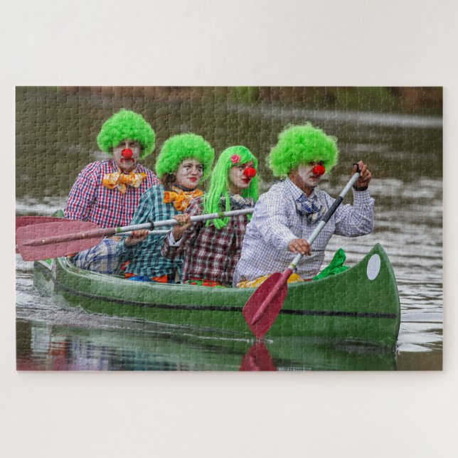 Clowns boating on river. jigsaw puzzle (Horizontal)