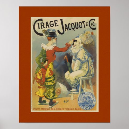 Clowns Cirage Jacquot Vintage Art Poster