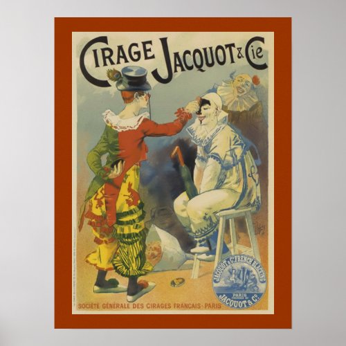 Clowns Cirage Jacquot Vintage Art Poster