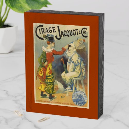 Clowns Cirage Jacquot Vintage Art  Wooden Box Sign