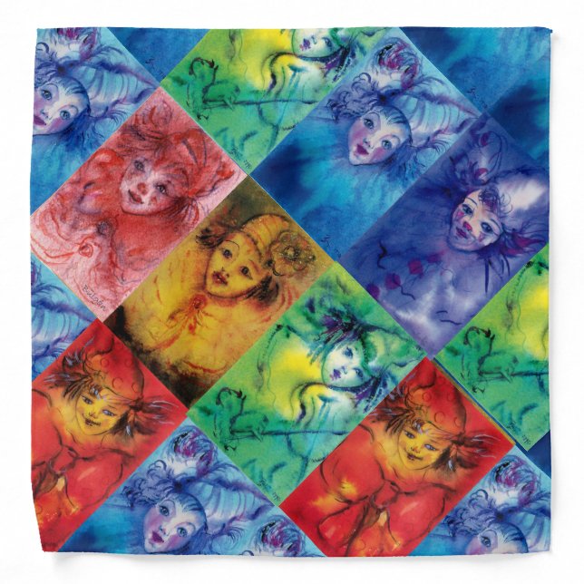 CLOWNS COLLECTION  Venetian Masquerade Faces Bandana (Front)