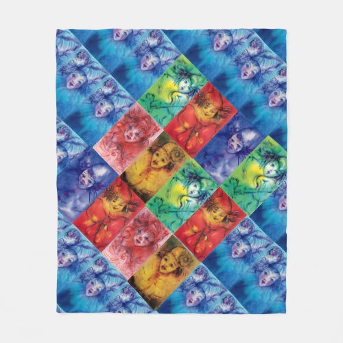 CLOWNS COLLECTION  Venetian Masquerade Faces Fleece Blanket