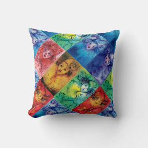 CLOWNS COLLECTION / Venetian Masquerade Faces Throw Pillow