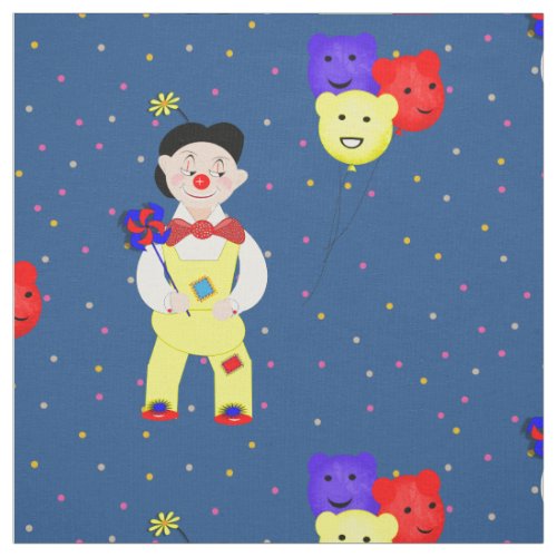 Clowns Funny Cute  Kids Circus Theme Colorful Fabric