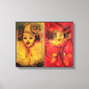 CLOWNS IN YELLOW AND RED CANVAS PRINT
