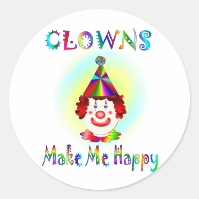 Clowns Make Me Happy Classic Round Sticker (Front)