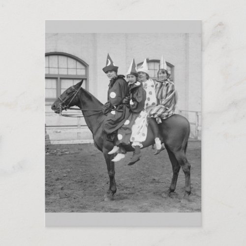 Clowns on a Horse 1915 Postcard