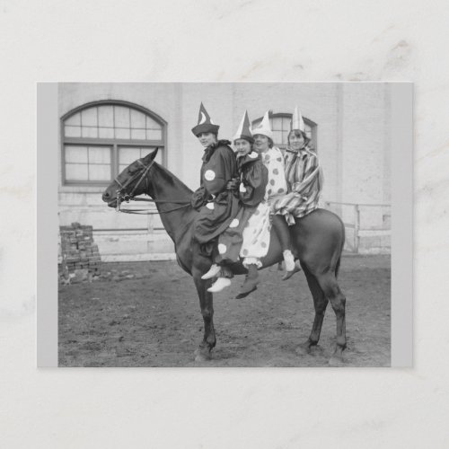 Clowns on a Horse 1915 Postcard