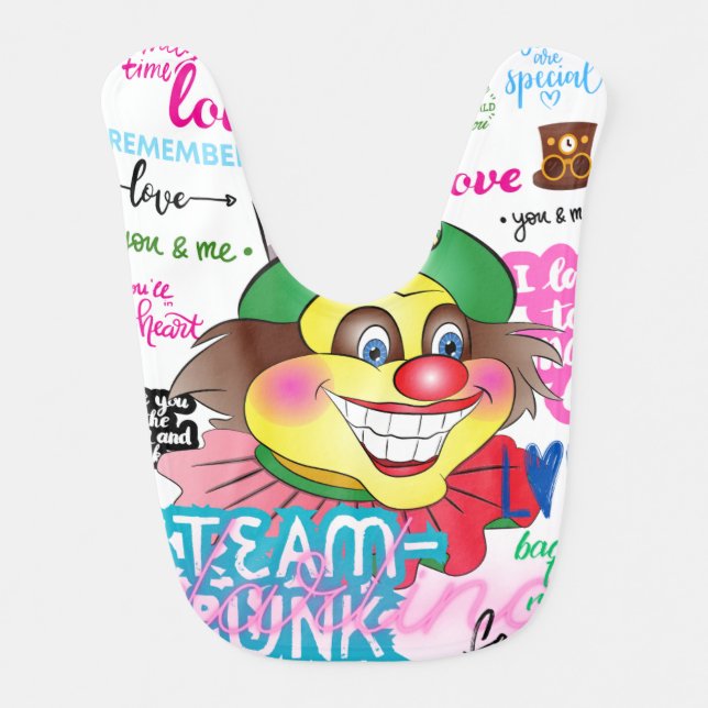 Clowns Remember Baby Bib (Front)