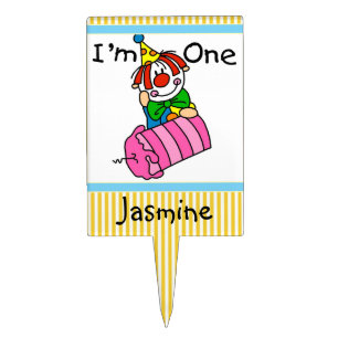 Clowns With Candle 1st Birthday Cake Topper