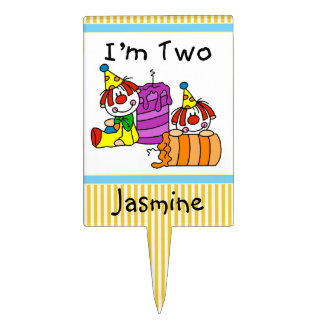 Clowns With Candles 2nd Birthday Cake Topper