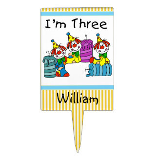 Clowns With Candles 3rd Birthday Cake Topper