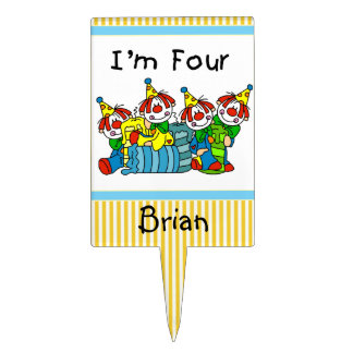 Clowns With Candles 4th Birthday Cake Topper